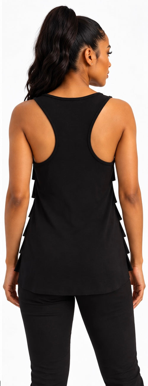 Twenty One Black & Gold Tiered Ruffle Top