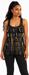 Twenty One Black & Gold Tiered Ruffle Top
