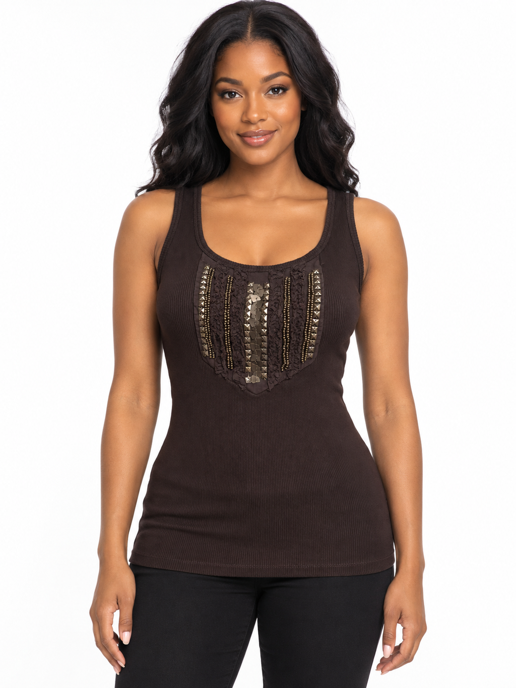 Apt. 9 Embellished Ribbed Cotton Tank Top