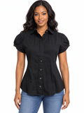 Ann Taylor Tailored Black Short-Sleeve Blouse