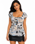 New York & Company Printed Empire Waist