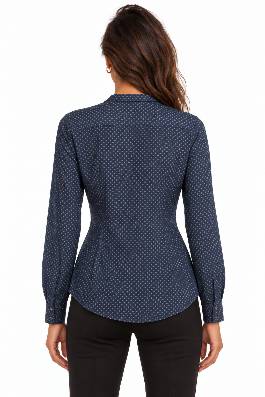 Gap Navy Polka-Dot Ruffle Blouse