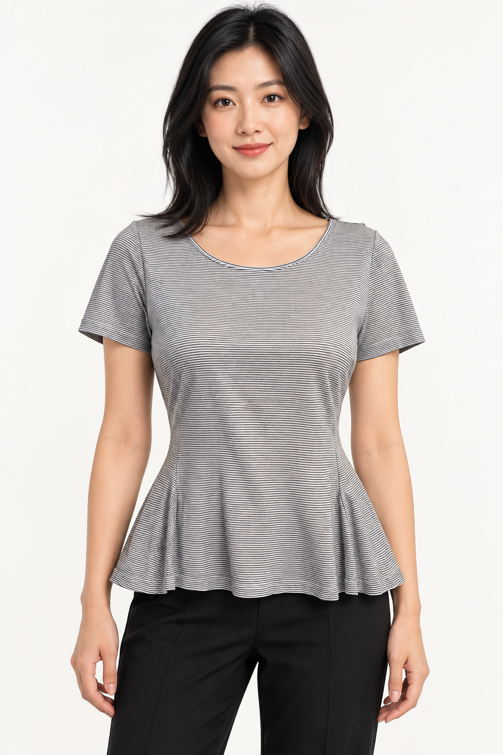 Ann Taylor Striped Peplum Top