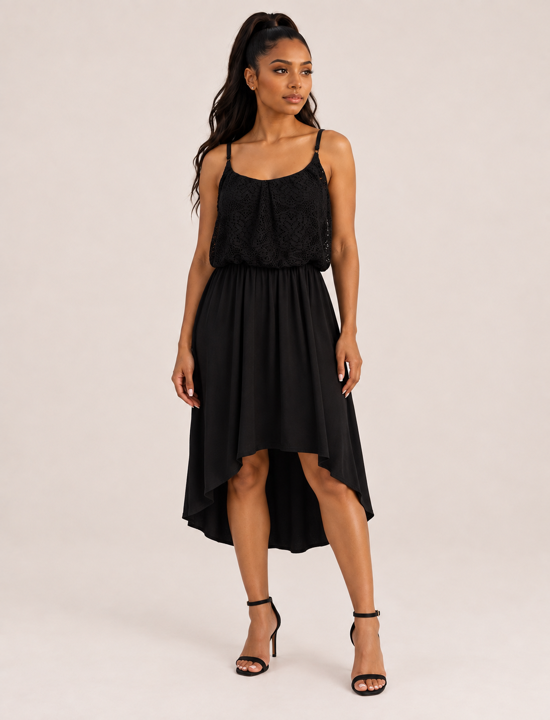 Bongo Black Lace High-Low Dress