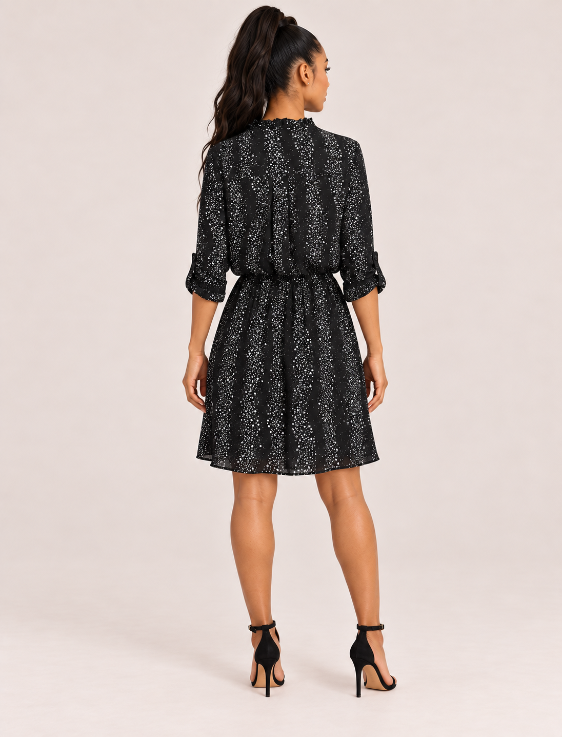 DR2 Black Star-Speckled Shirt Dress