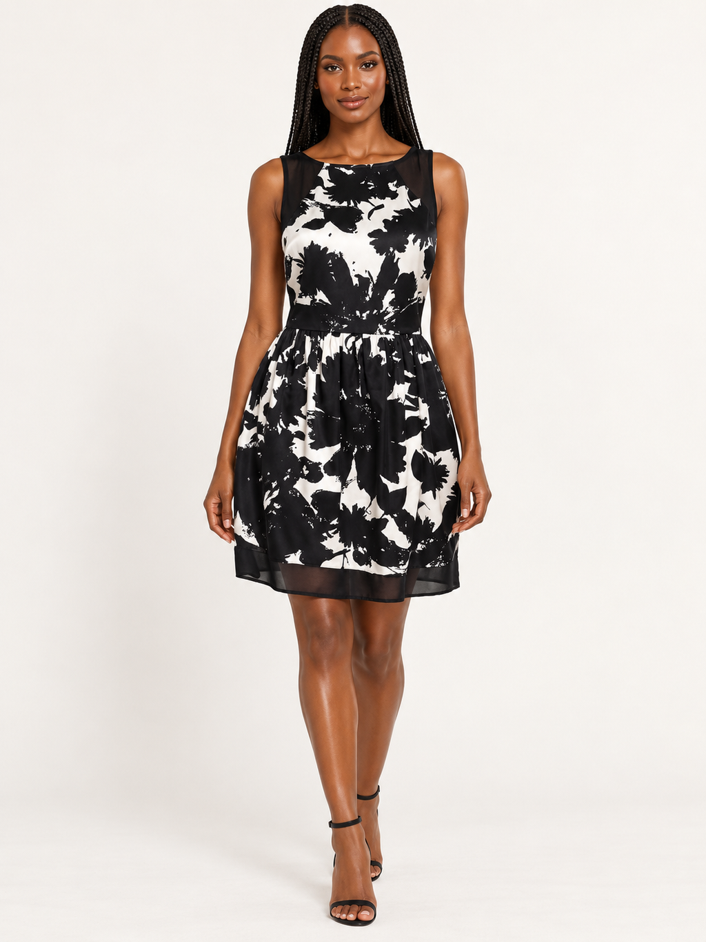 Mustard Seed Black & White Floral Dress