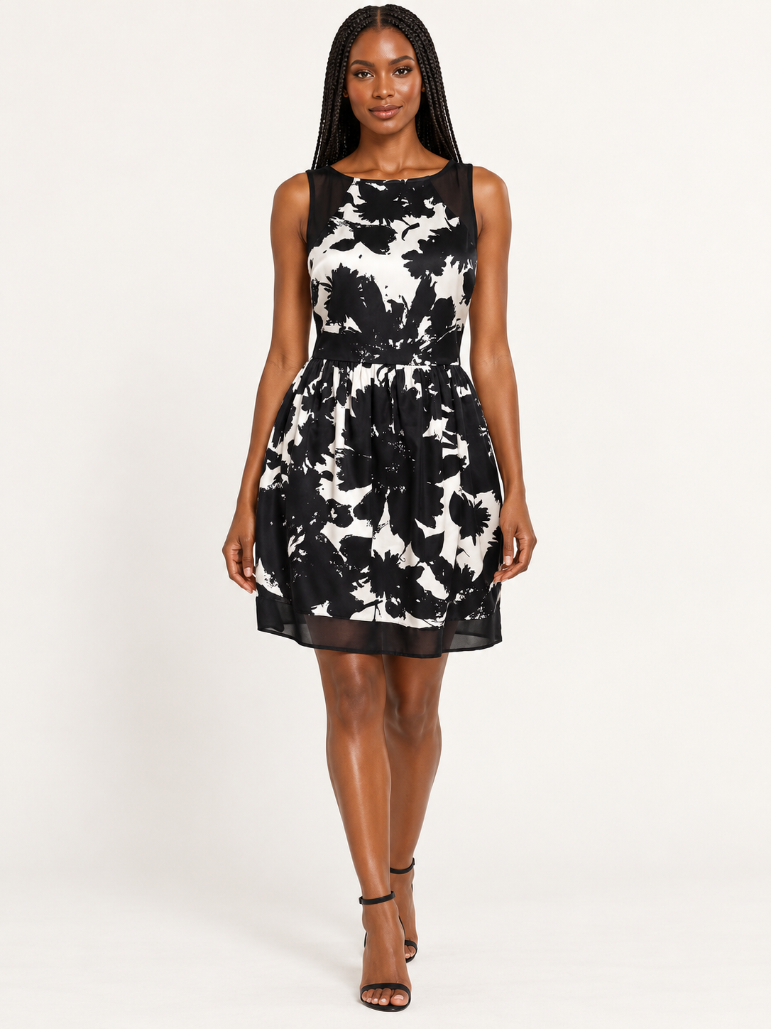 Mustard Seed Black & White Floral Dress