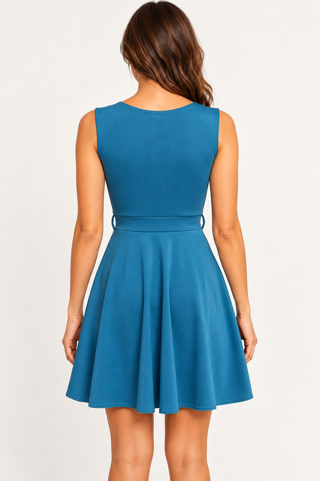 Natalia Teal Blue Fit-and-Flare Dress