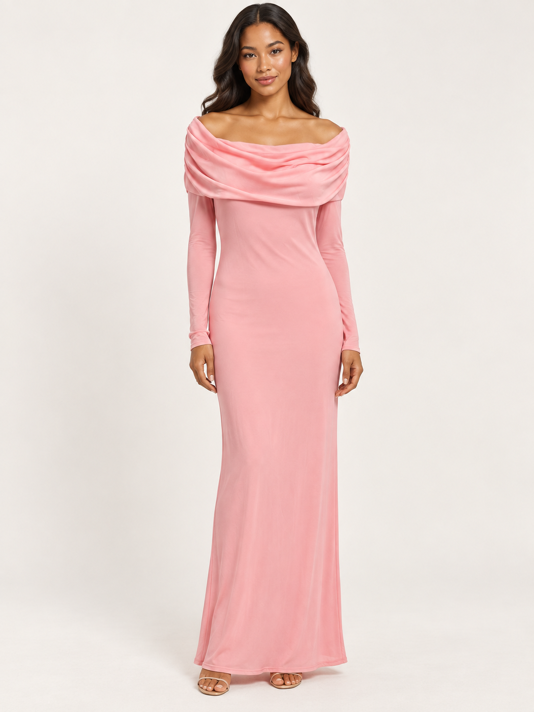 Untitled Pretty Garden Pink Off-Shoulder Maxi Dress