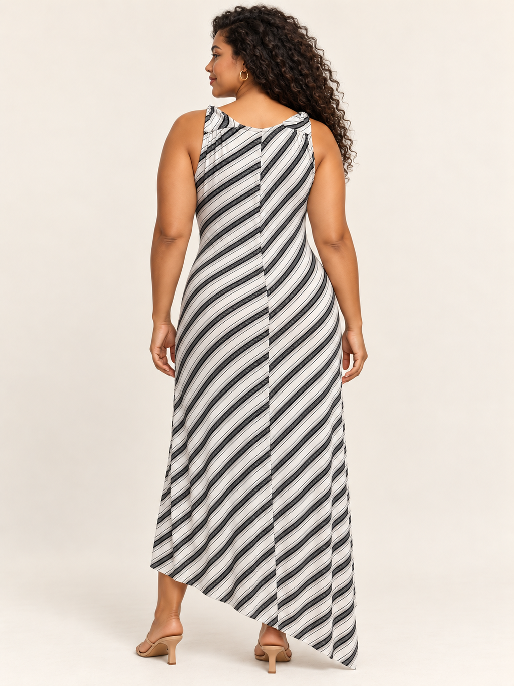 Jennifer Lopez Diagonal-Stripe Maxi Dress
