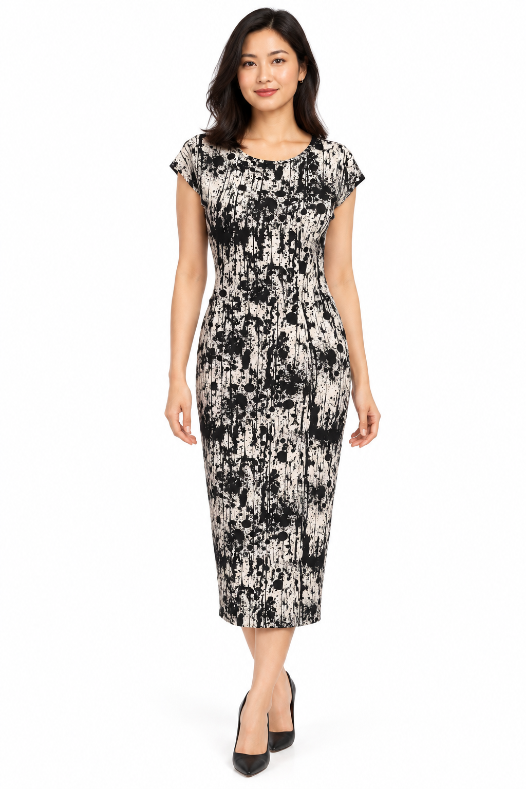 Boohoo Black Abstract Print Dress