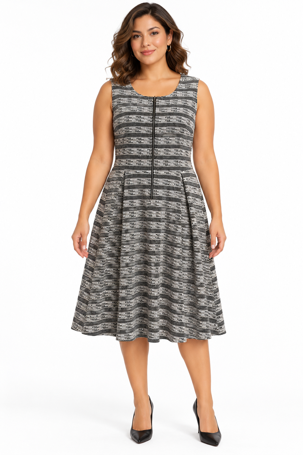 Attention Black & Ivory Zip-Front Dress