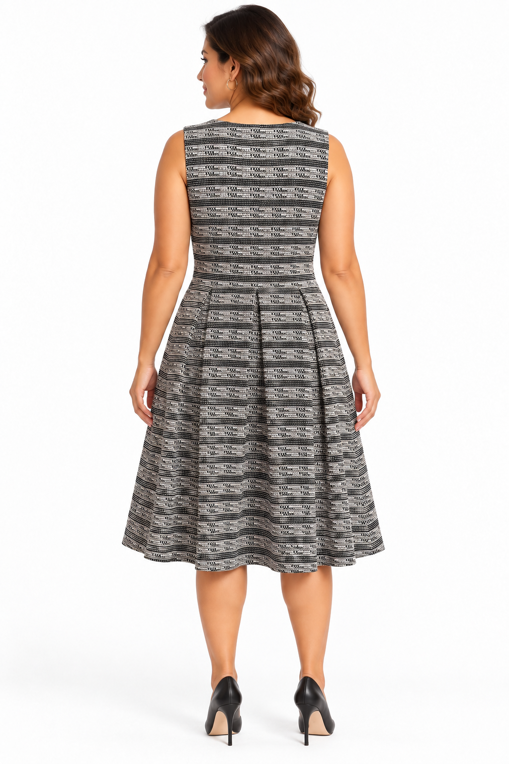 Attention Black & Ivory Zip-Front Dress