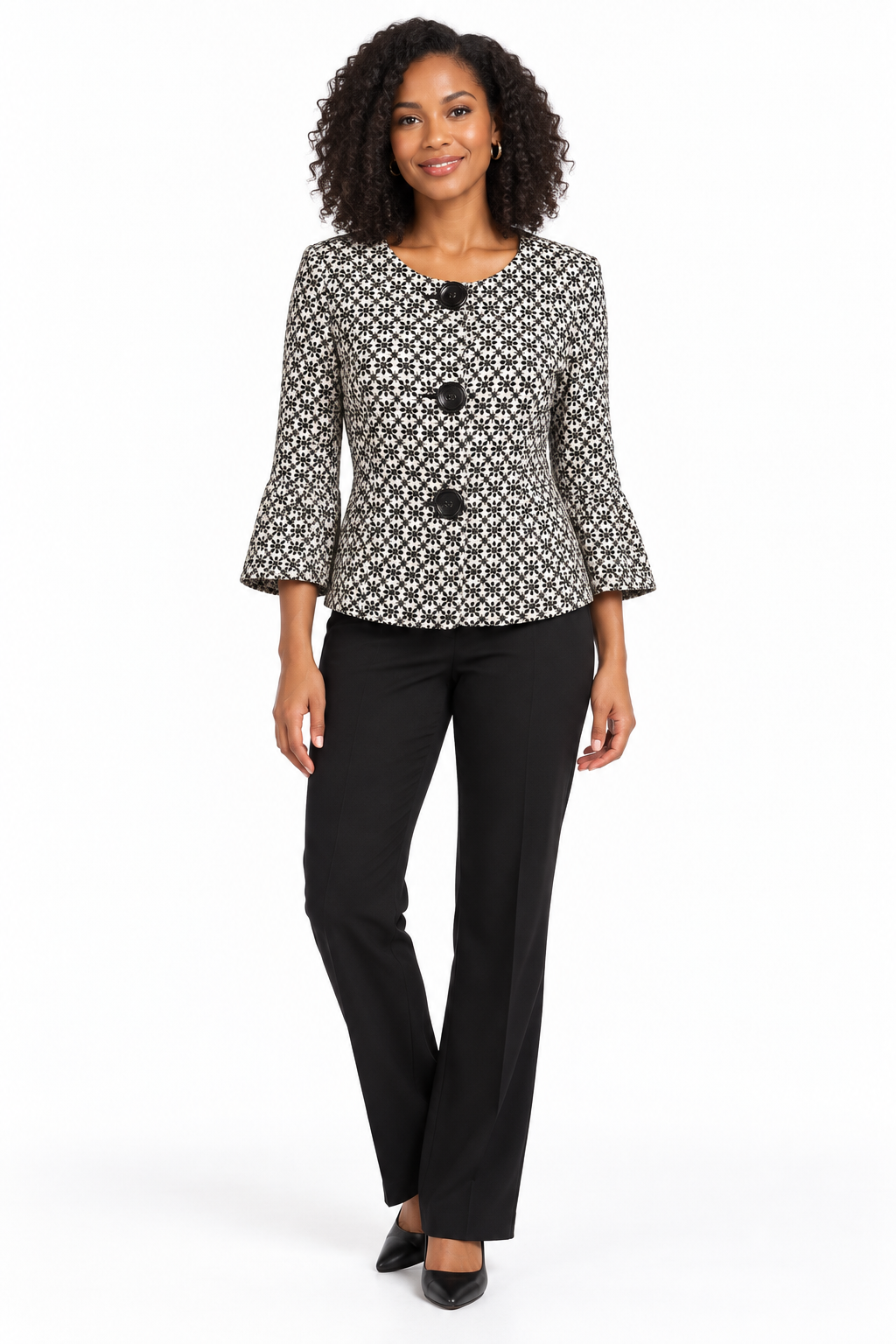 Carol Little Black & White Floral Jacket
