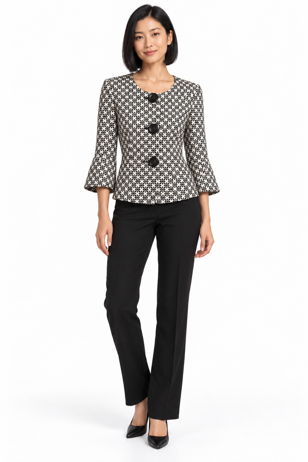 Carol Little Black & White Floral Jacket