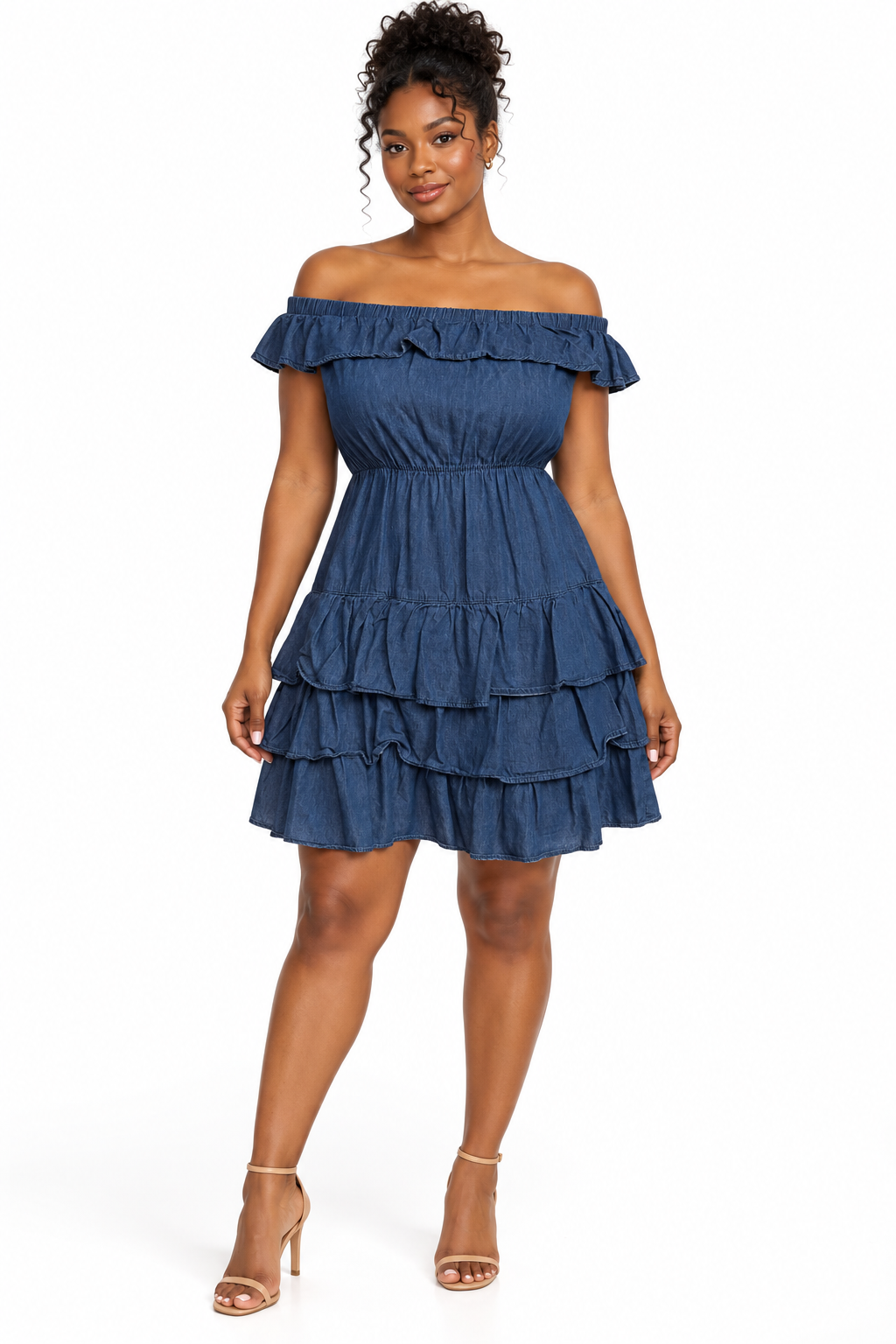 Boom Boom Jeans Blue Off-Shoulder Ruffle Dress