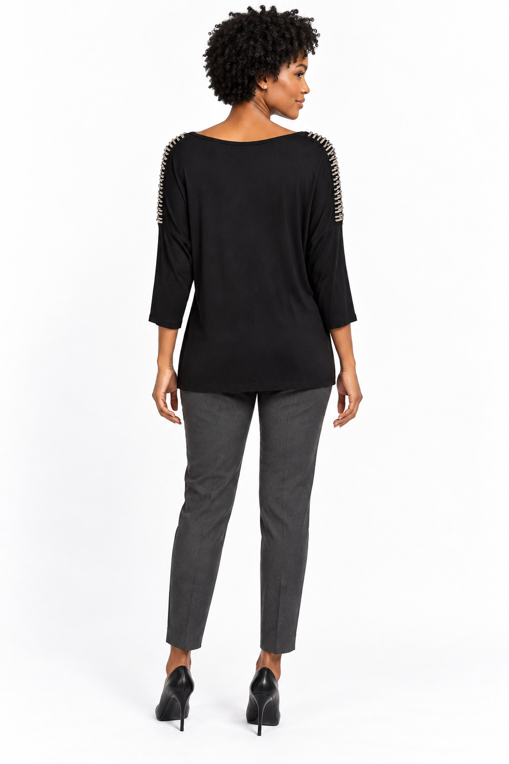 Lily Rose Black Silver-Accent Top