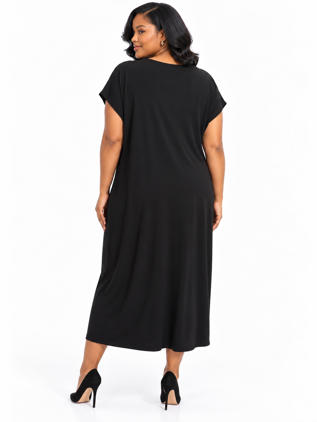 Talbots Black Draped Midi Dress