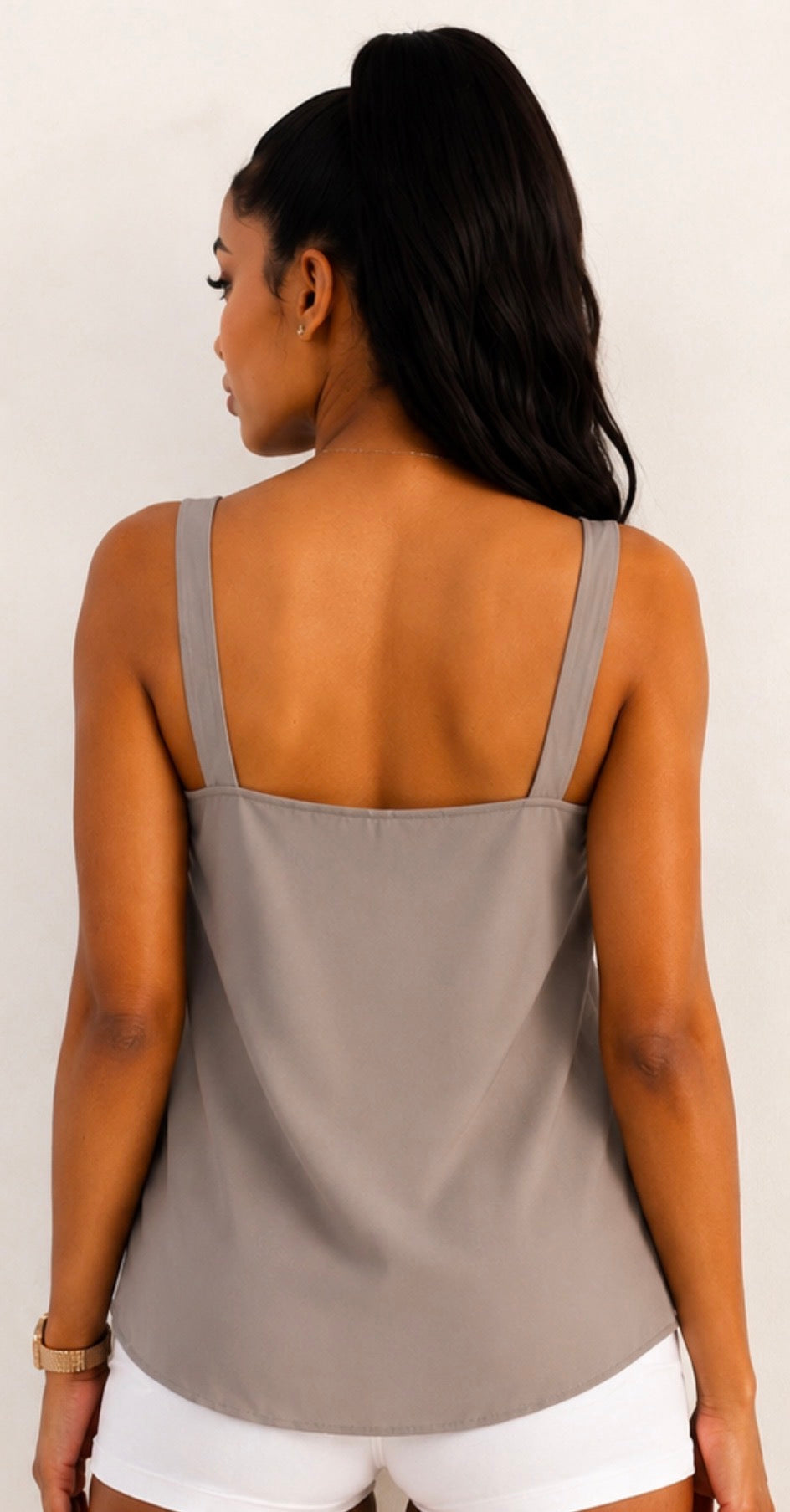 LIL 100% Silk Ruffle Top – Grey
