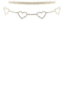 Rhinestone 5 Heart Choker Necklace