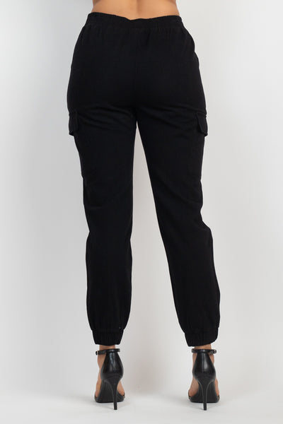 Solid High-Rise Pocketed Jogger Pants