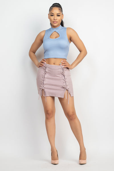 Mock Keyhole-Front Crop Top