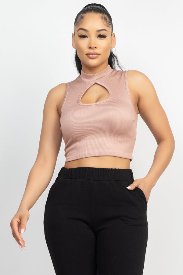 Mock Keyhole-Front Crop Top