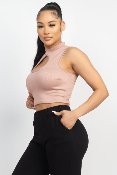 Mock Keyhole-Front Crop Top