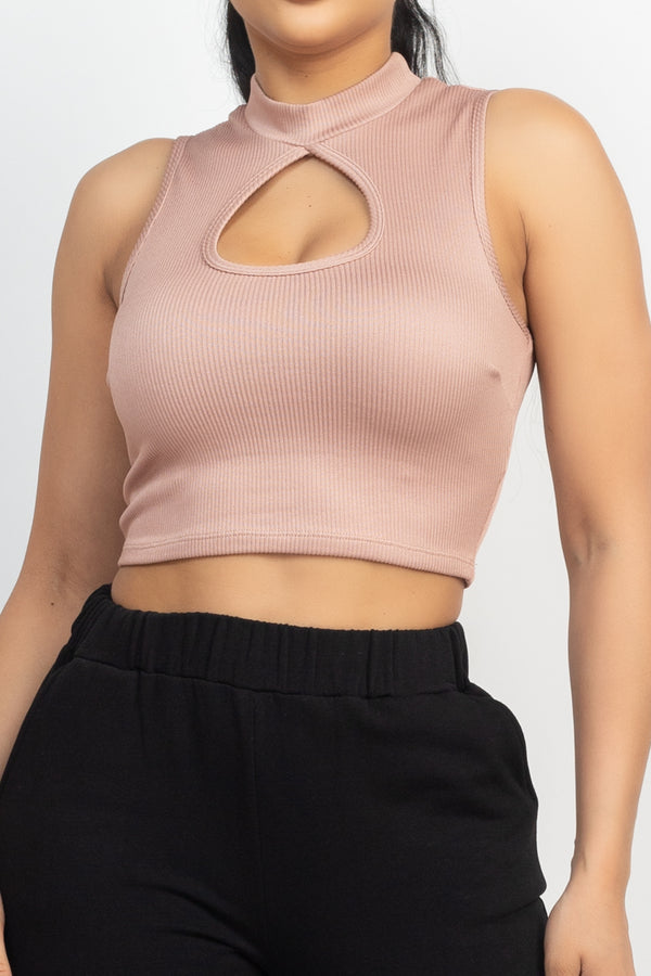Mock Keyhole-Front Crop Top