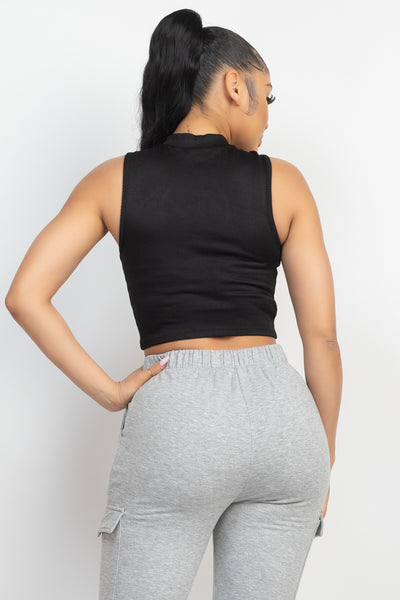 Mock Keyhole-Front Crop Top